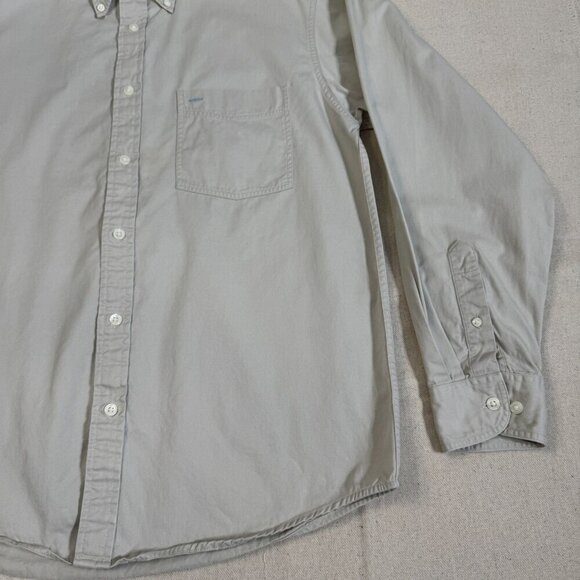 Izod Beige Summer Twill Button-Down Long Sleeve Shirt Front Pocket M - Picture 6 of 12
